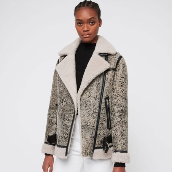 All Saints REI Shearling biker jacket - Picture 1 of 9